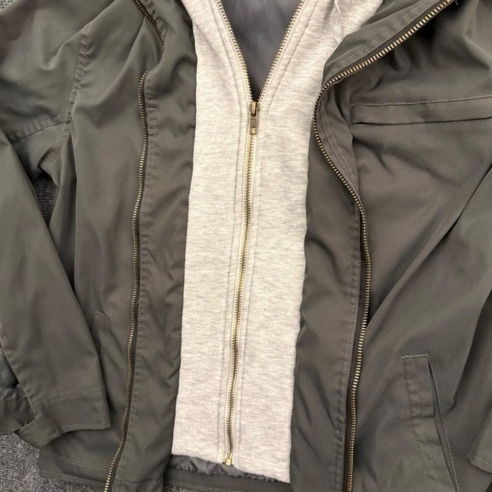 Fashion Classic Fashion Hooded Jacket Womens Large Gray Layered Utility - Picture 3 of 5